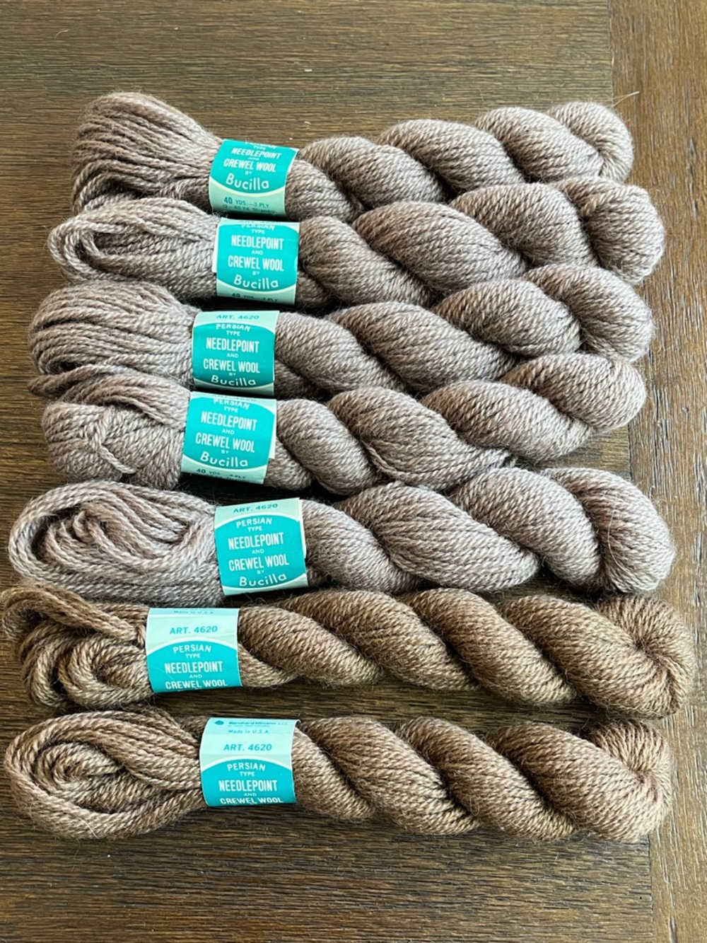 Lot of 7 Skeins - Bucilla Needlepoint & Crewel Wool | 40 Yards 3-Ply | Vintage